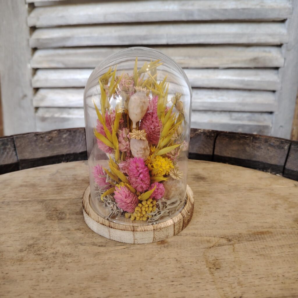 cloche fleurs séchées